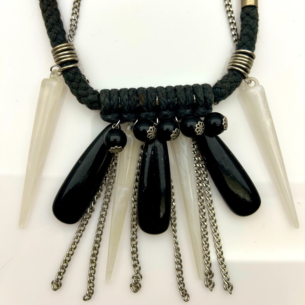 Unique Vintage Metal and Plastic Bead Necklace